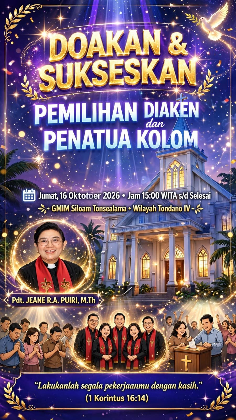 Syalom! Mari Torang Sukseskan Pemilihan Pelsus GMIM Siloam Tonsealama Sore Ini Jam 3