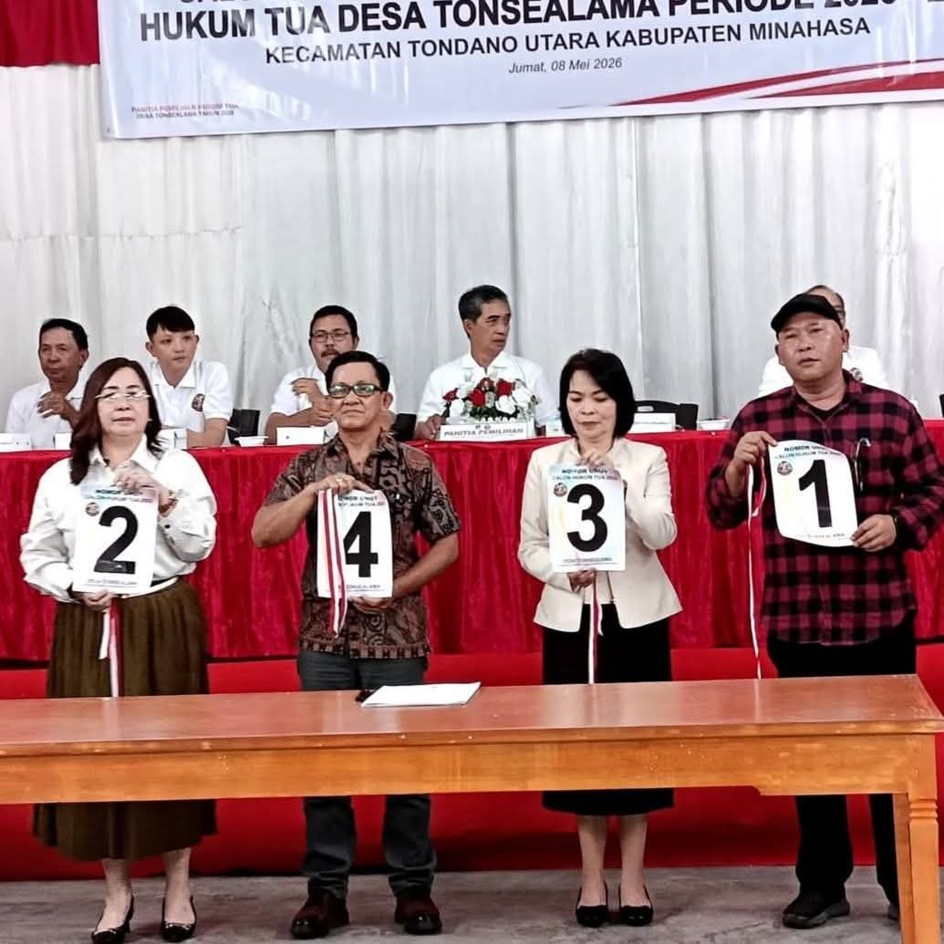 EMPAT BAKAL CALON HUKUM TUA DESA TONSEALAMA DITETAPKAN DAN MENDAPAT NOMOR CALON HUKUM TUA.